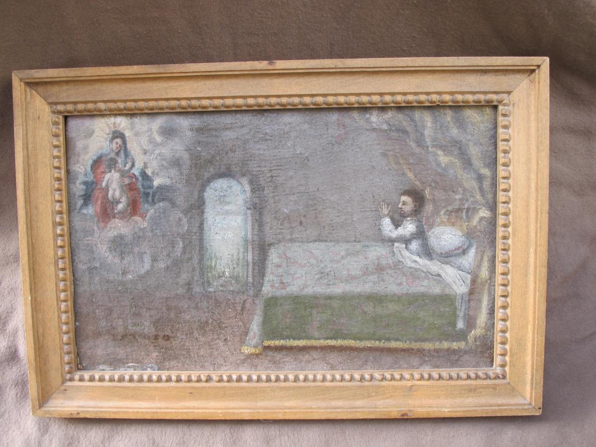 Ex Voto Man Saved Flames During His Sleep Appearance Of The Virgin And The Child