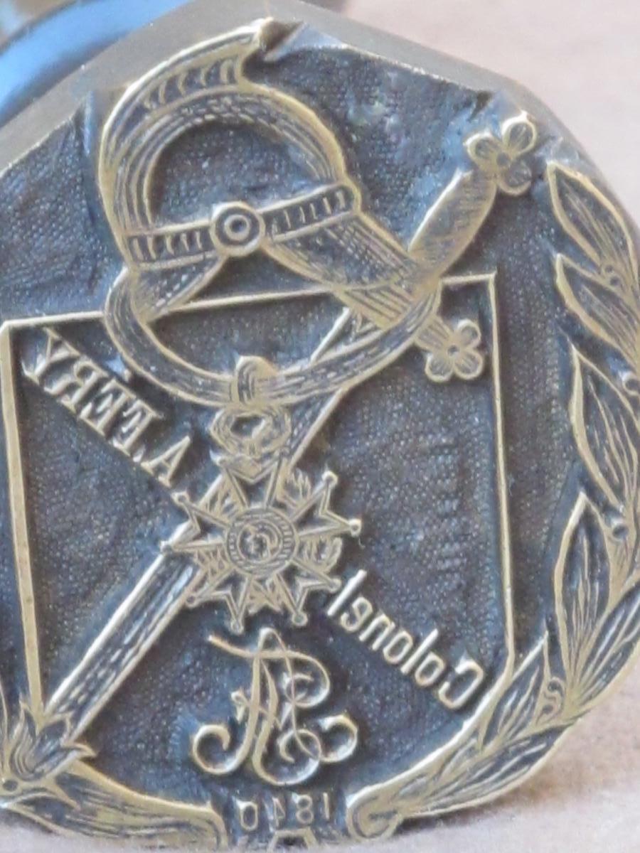 Cachet Sceau En Bronze Colonel A Fery 1840 Militaire Casque Sabre Légion d'Honneur -photo-2