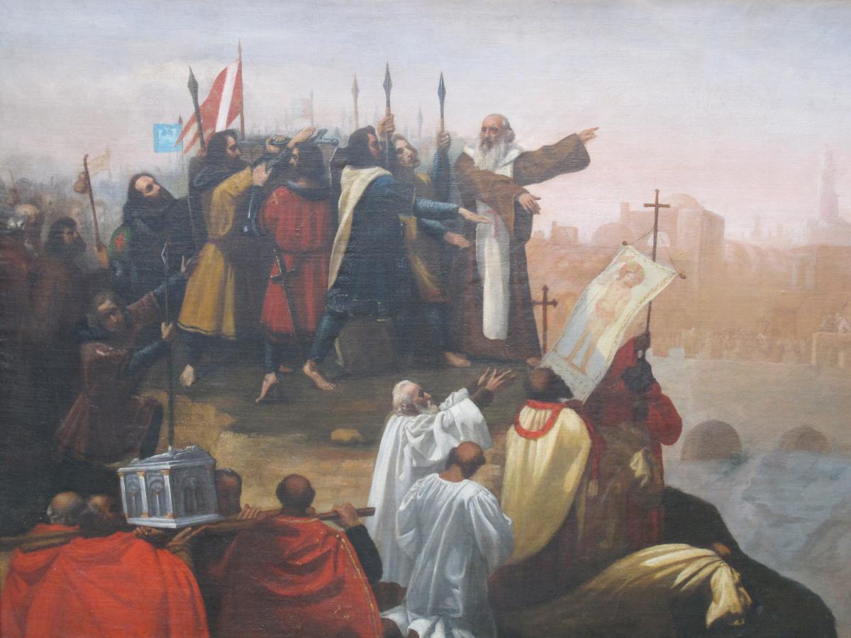 Tableau Prédication Croisade Pierre L’hermite Harangue Les Croisés Devant Jérusalem 