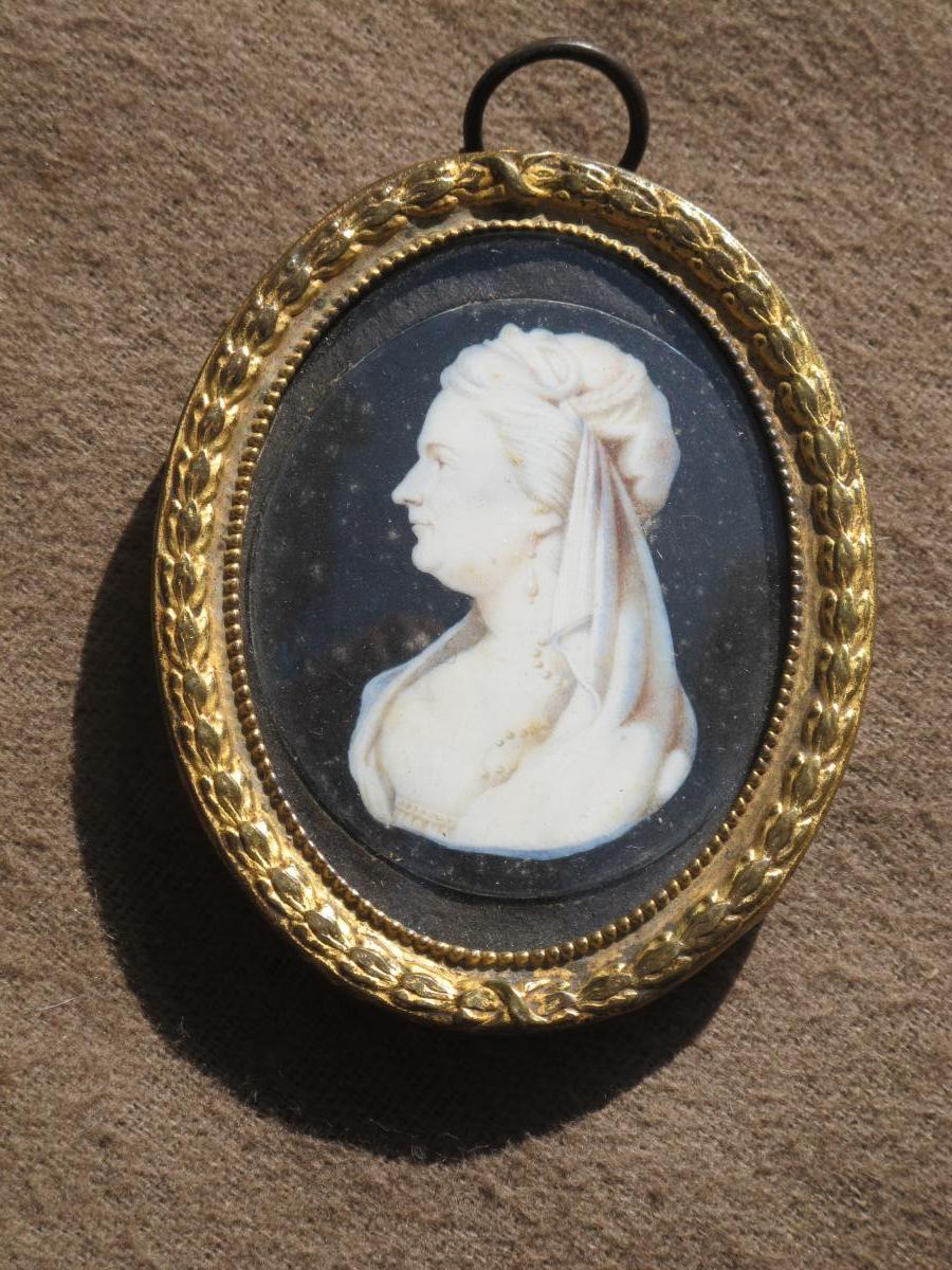 Miniature On Ivory Woman Profile Bust