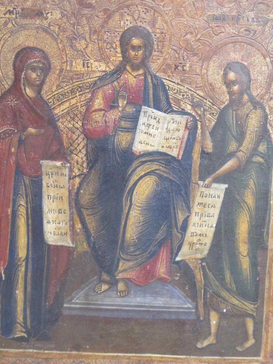 Icone Christ In Majesty Surrounded By The Virgin And Saint John-photo-2