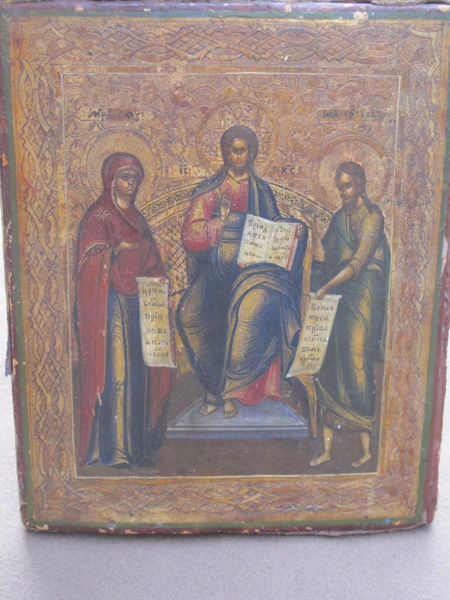 Icone Christ In Majesty Surrounded By The Virgin And Saint John-photo-4