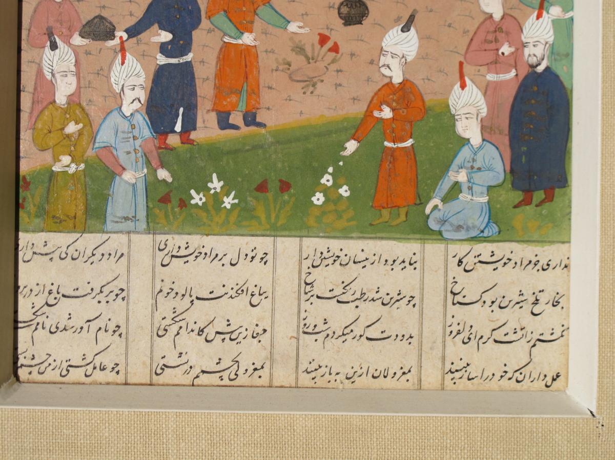 Gouache Miniatures On Persian Paper Coronation Scene-photo-4