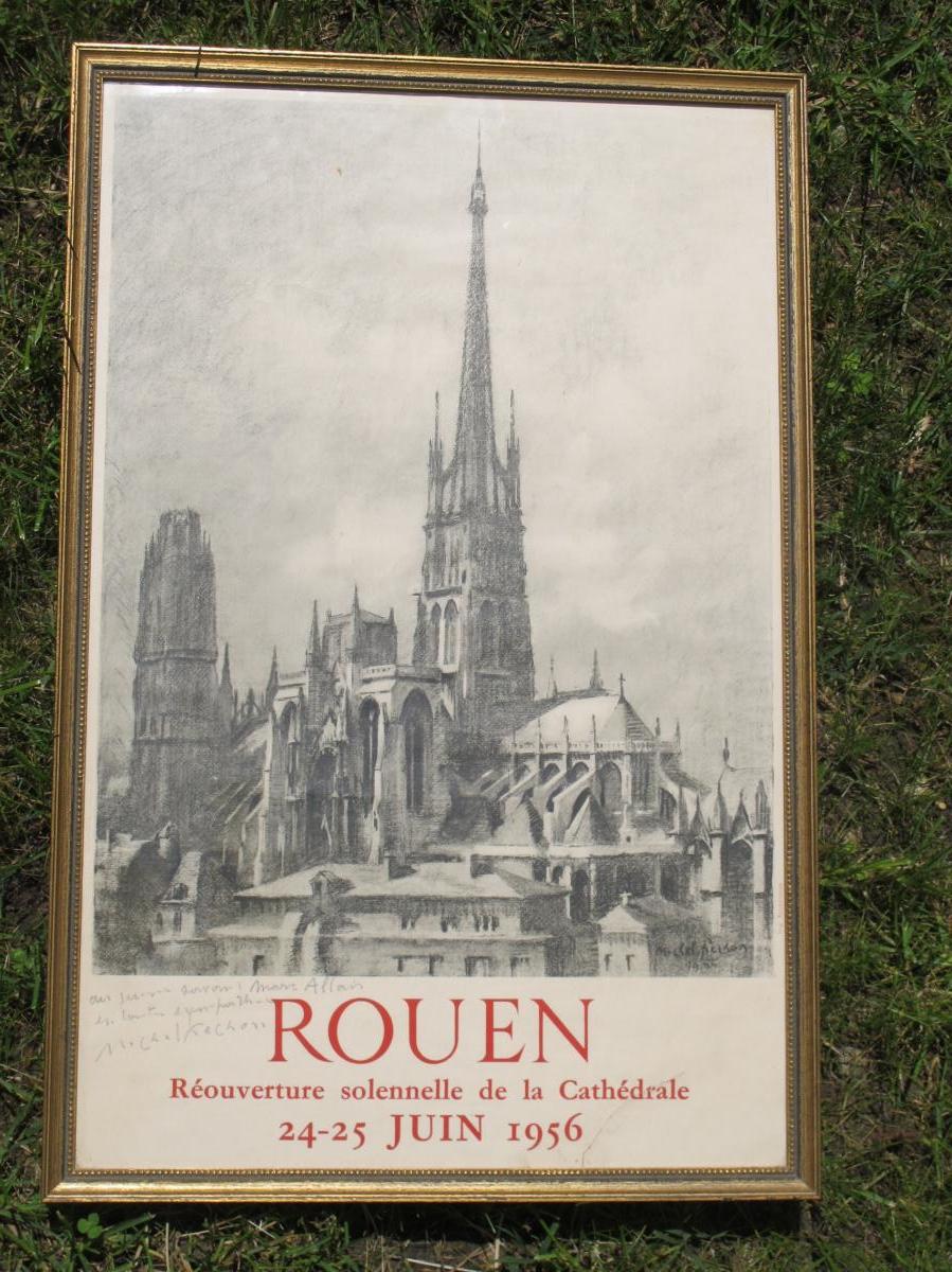 Affiche Rouen Réouverture Cathédrale 24 Juin 1956 Michel Frechon