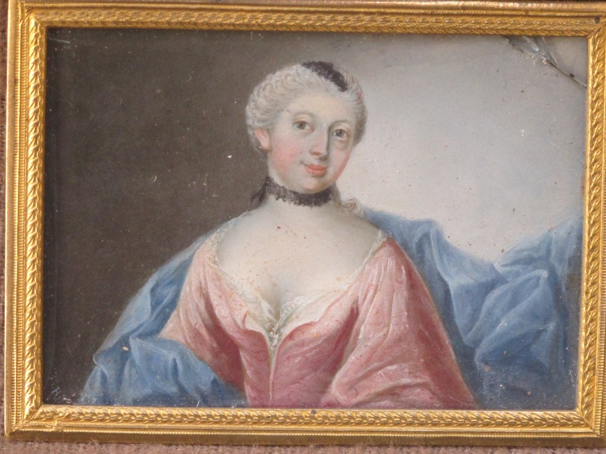 Miniature Sur Métal Représentant Une Femme d'époque Louis XV-photo-3