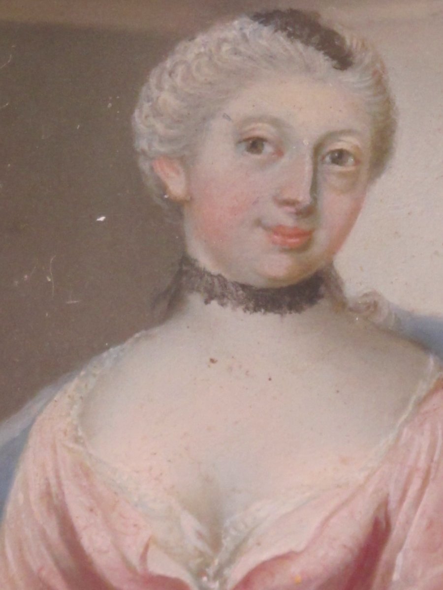 Miniature On Metal Representative A Woman Louis XV-photo-4