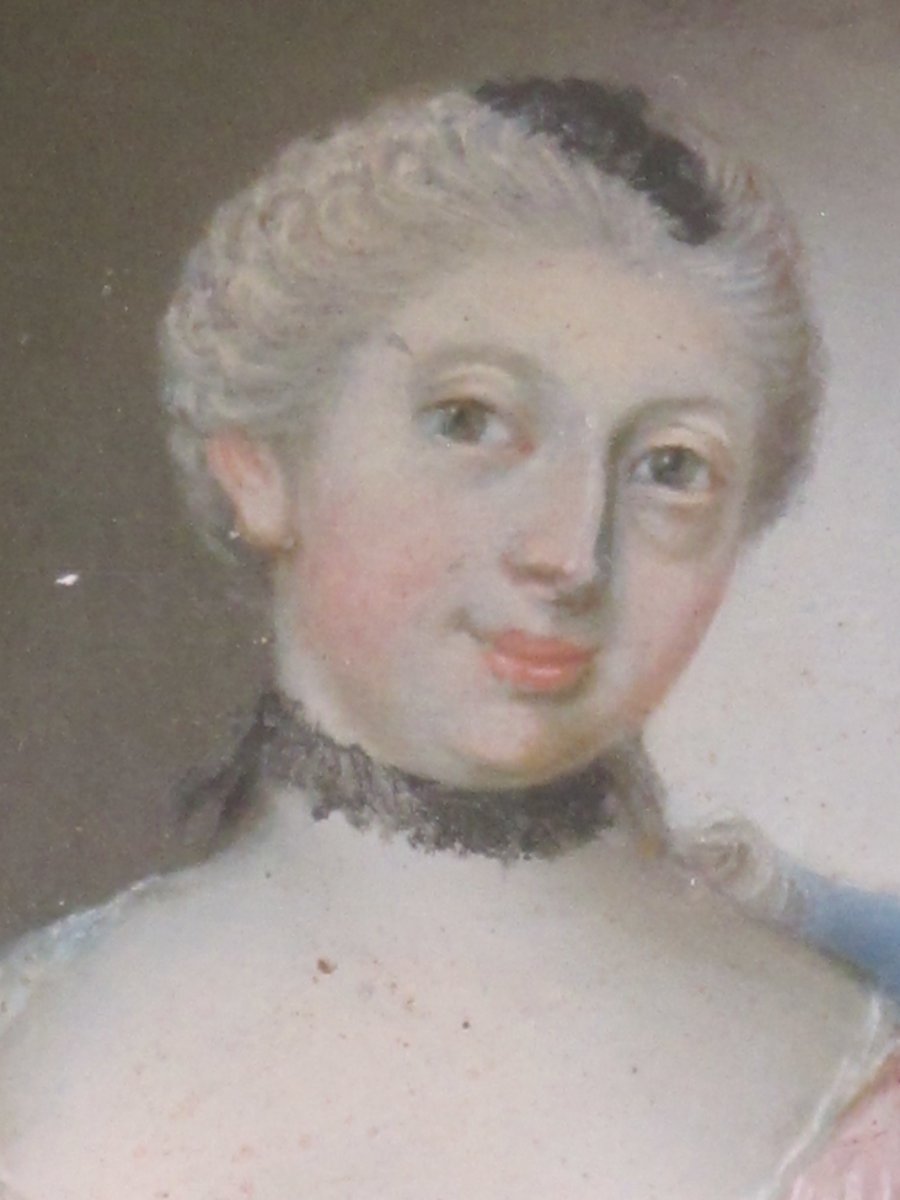 Miniature Sur Métal Représentant Une Femme d'époque Louis XV-photo-3