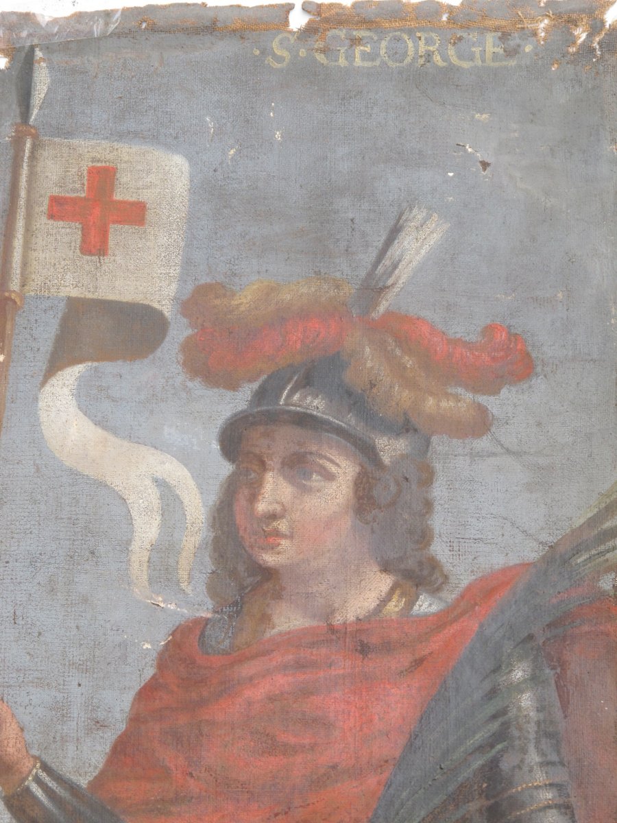 Oil On Canvas Double Face Pieta And The Other Face Saint Gérard And Saint Georges-photo-1