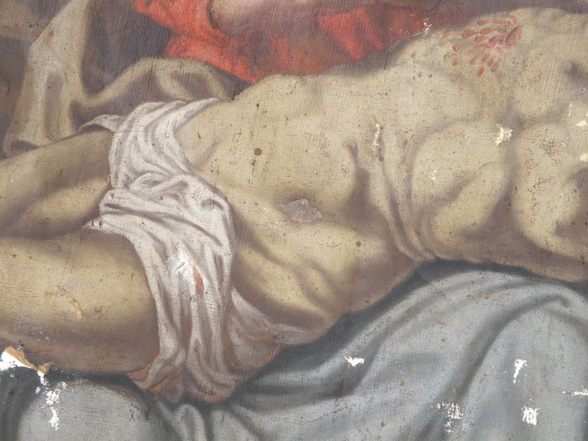 Oil On Canvas Double Face Pieta And The Other Face Saint Gérard And Saint Georges-photo-3