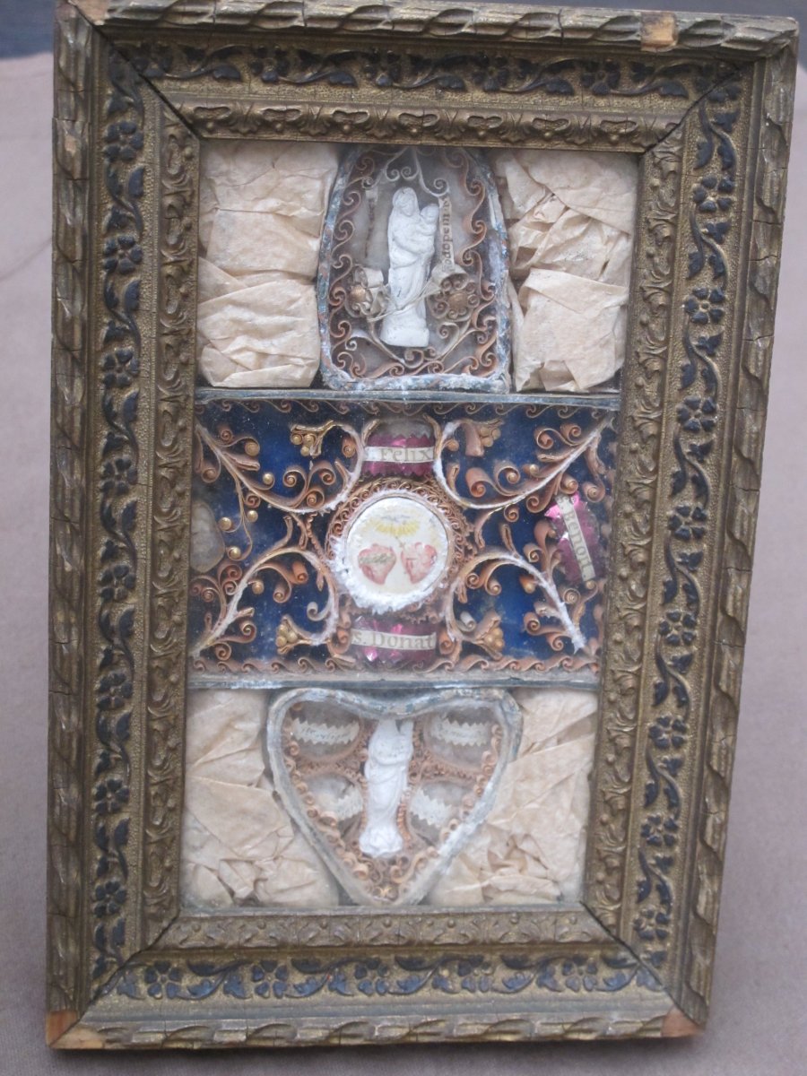 Reliquary Frame Paperolle Félix Benoit Donatien Virgin Rolled Papers XIXth Century