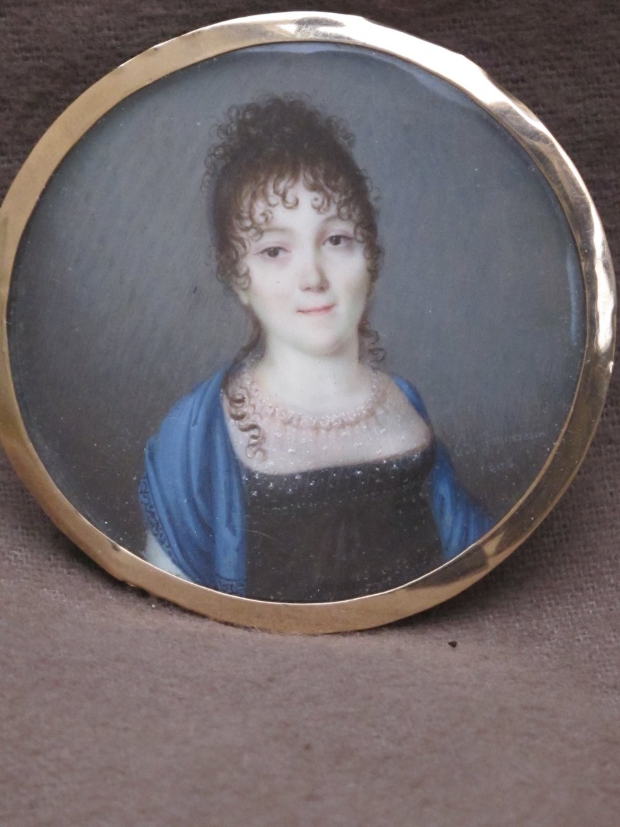 Miniature Signed B. Gagneraux Marie Guillemine Pinel Du Manoir Wife Claude Bouillé Du Chario