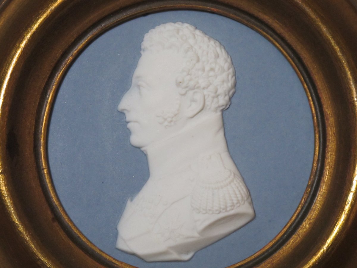 Profil En Biscuit Blanc Fond Bleu Charles-philippe De France Comte d'Artois  Charles X-photo-2