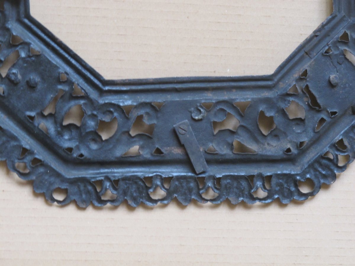 Amazing Octagonal Openwork Iron Frame Shell Cornucopia-photo-6