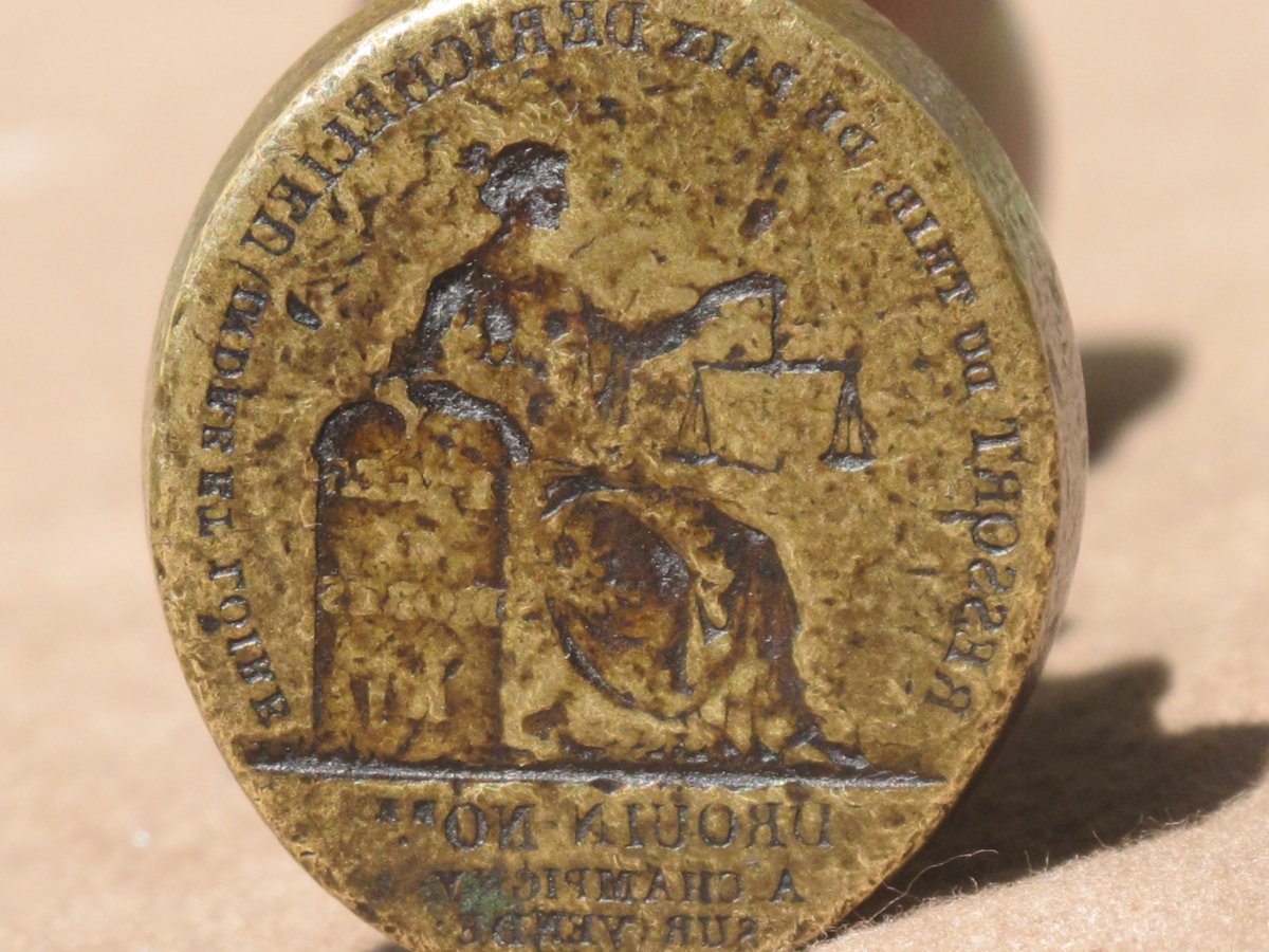 Seal Stamp In Bronze François Charles Drouin, Notary Of The Duchy-peerage Of Richelieu Champigny