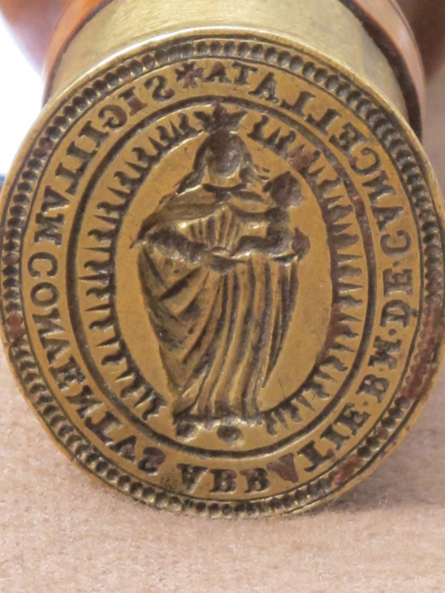 Sceau Cachet En Bronze De l'Abbaye Notre Dame De Chancelade XVIII E Siècle Beau Manche Tourné