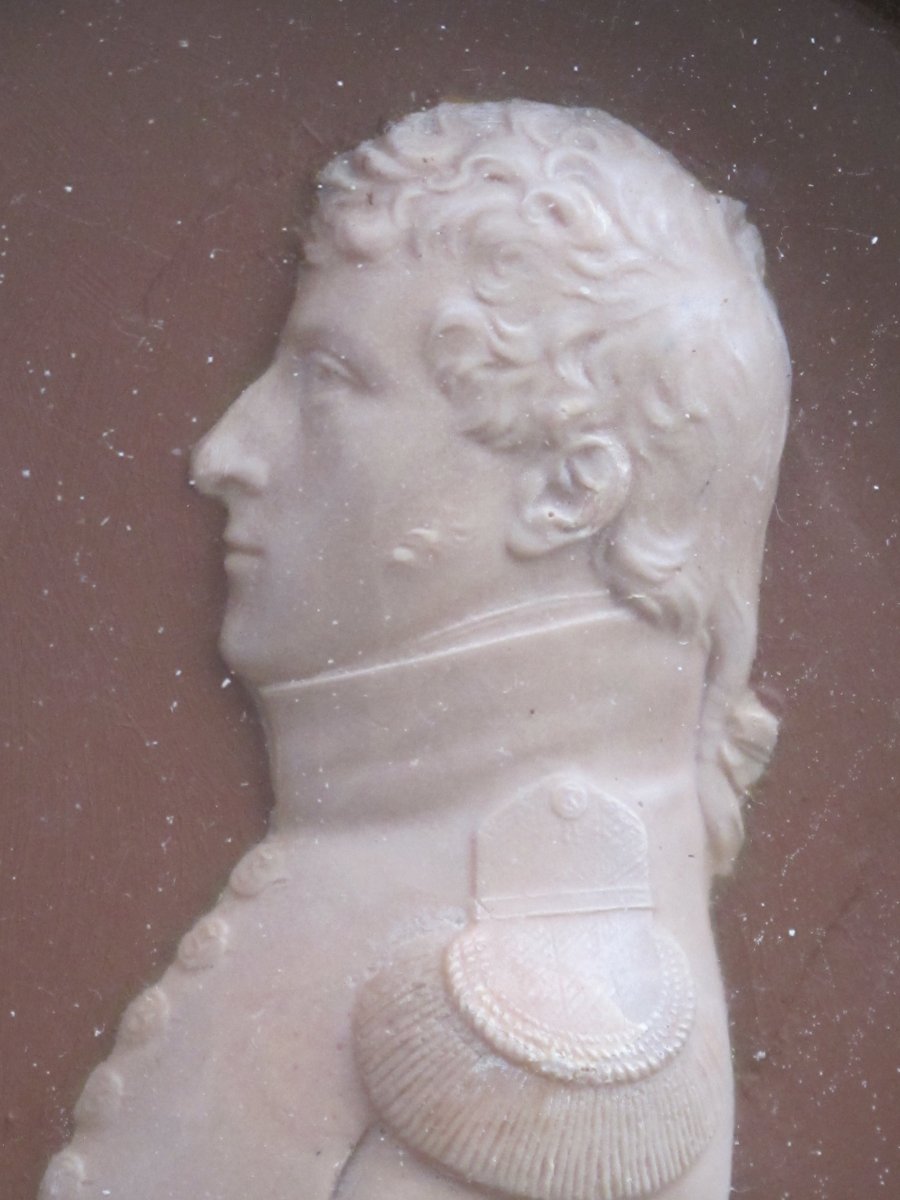 Profile Wax Military Officer Soldier Empire Napoleon Number 3 Or 8 Trace Signature Date 18 ..-photo-3