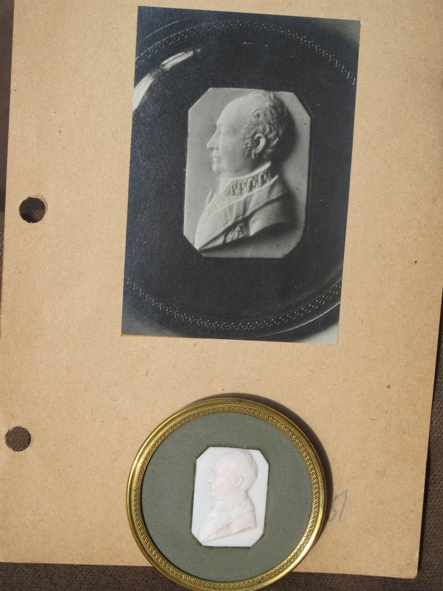 Maximilian Cameo Of King Of Bavaria From Wittelsbach Entourage In Marble? Brass Strapping-photo-2