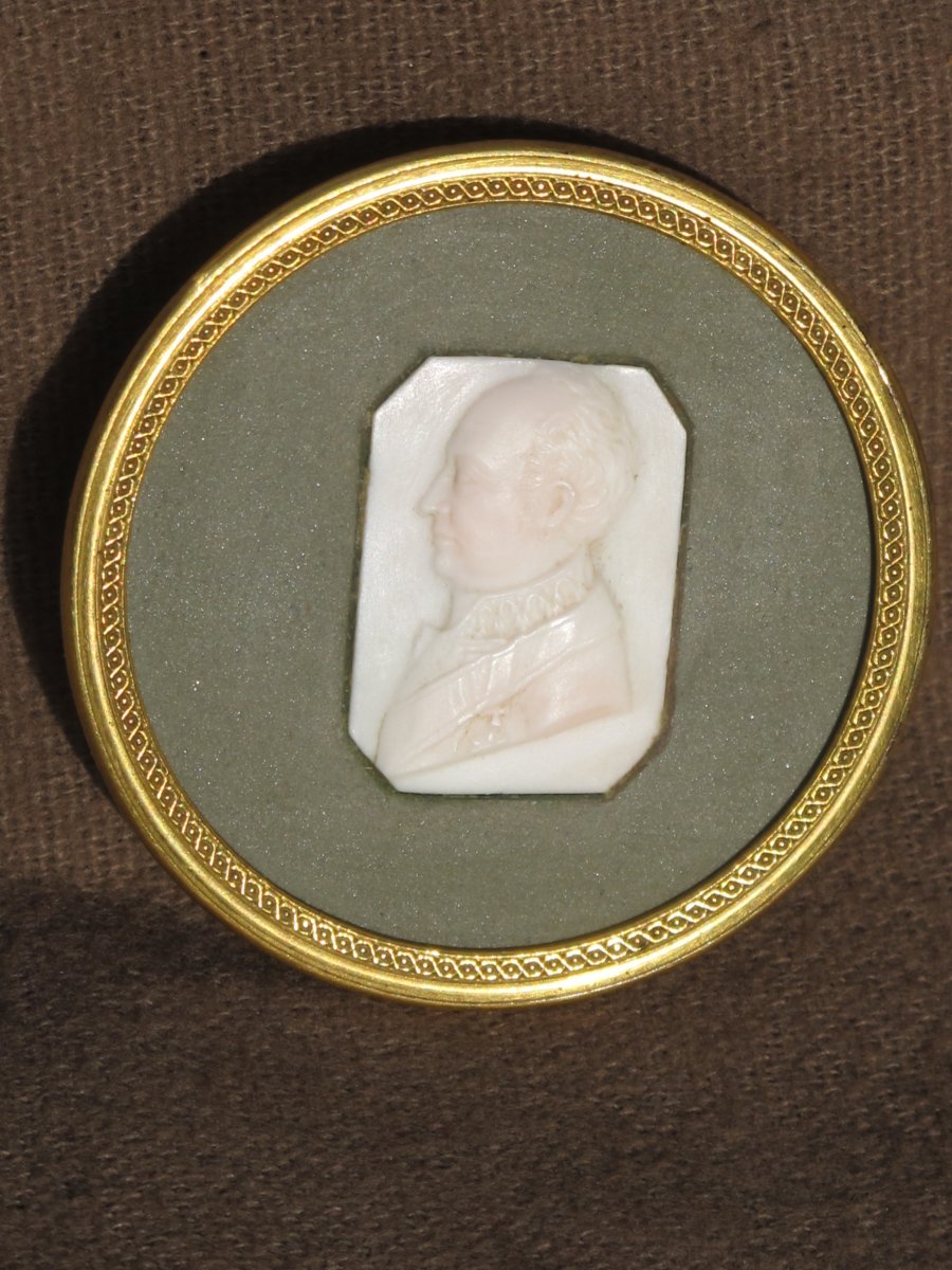 Maximilian Cameo Of King Of Bavaria From Wittelsbach Entourage In Marble? Brass Strapping-photo-1