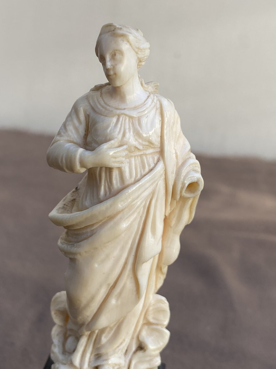 Statuette Of Sainte Luce - Lucie Finely Carved Pretty Drapes Eighteenth Century-photo-3