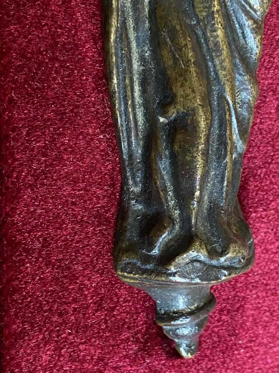 Vierge à l'Enfant d'Applique En Bronze époque XVII ème -photo-4