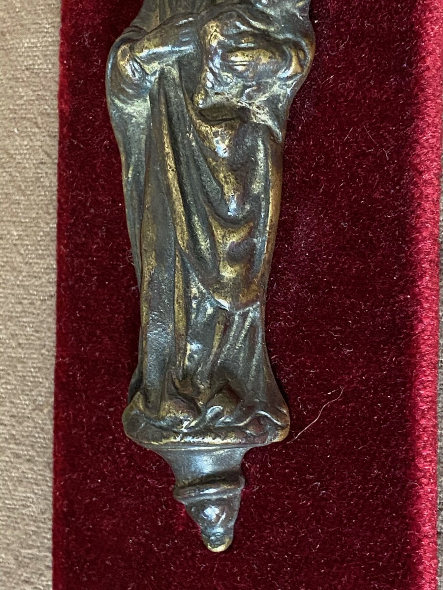 Vierge à l'Enfant d'Applique En Bronze époque XVII ème -photo-2