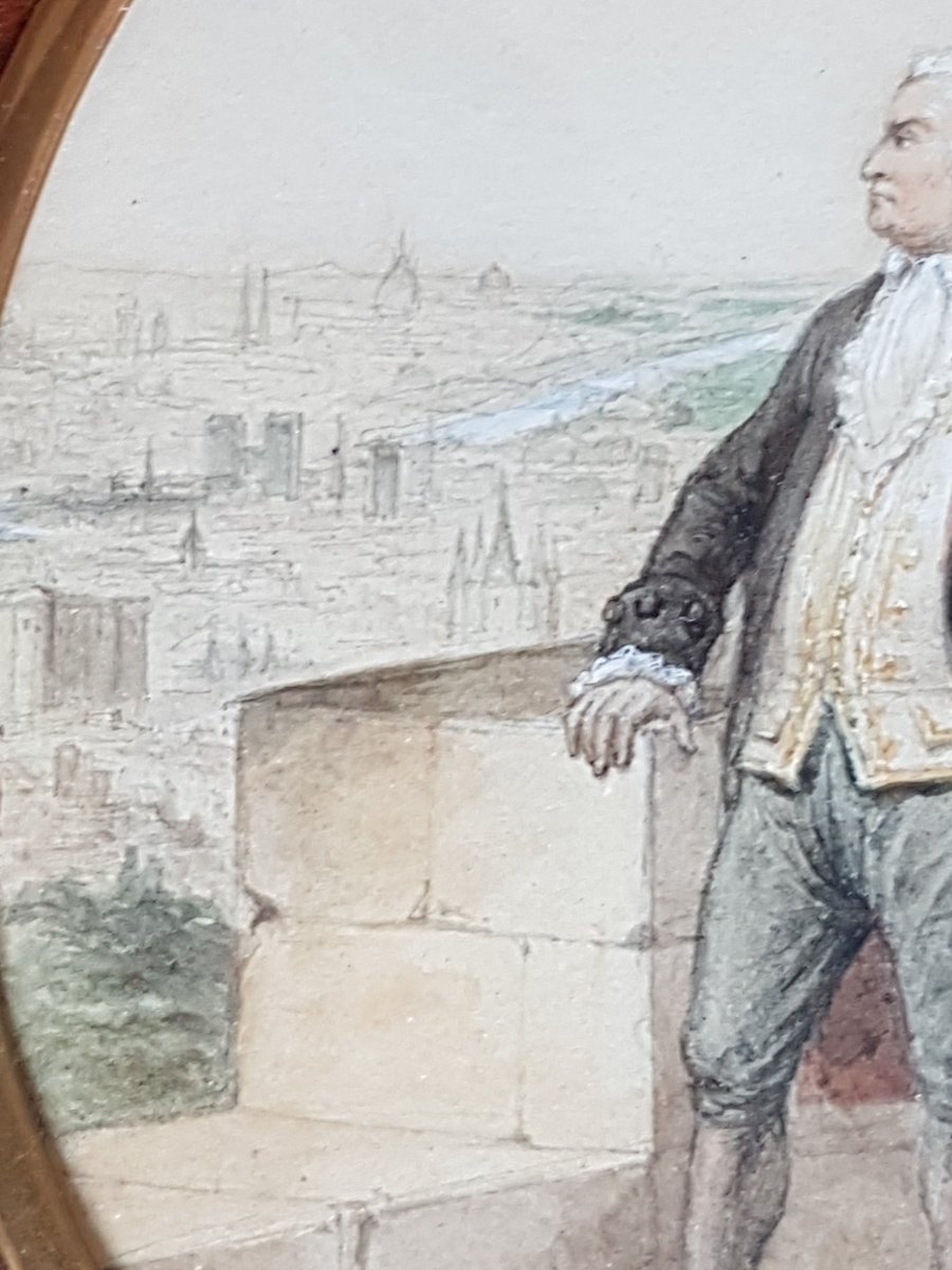 Dessin Aquarellé Mirabeau Prisonnier Au Donjon De Vincennes Vue De Paris Et Ses Monuments  -photo-4