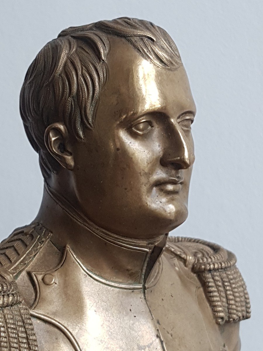 Bronze Bust Of Napoleon Finely Chiseled Marble Base Beautiful Details Sculpture Statue-photo-3