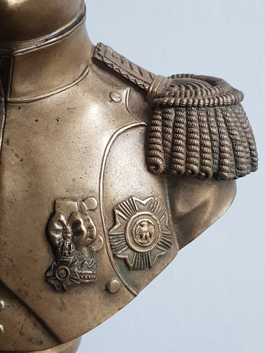 Bronze Bust Of Napoleon Finely Chiseled Marble Base Beautiful Details Sculpture Statue-photo-5