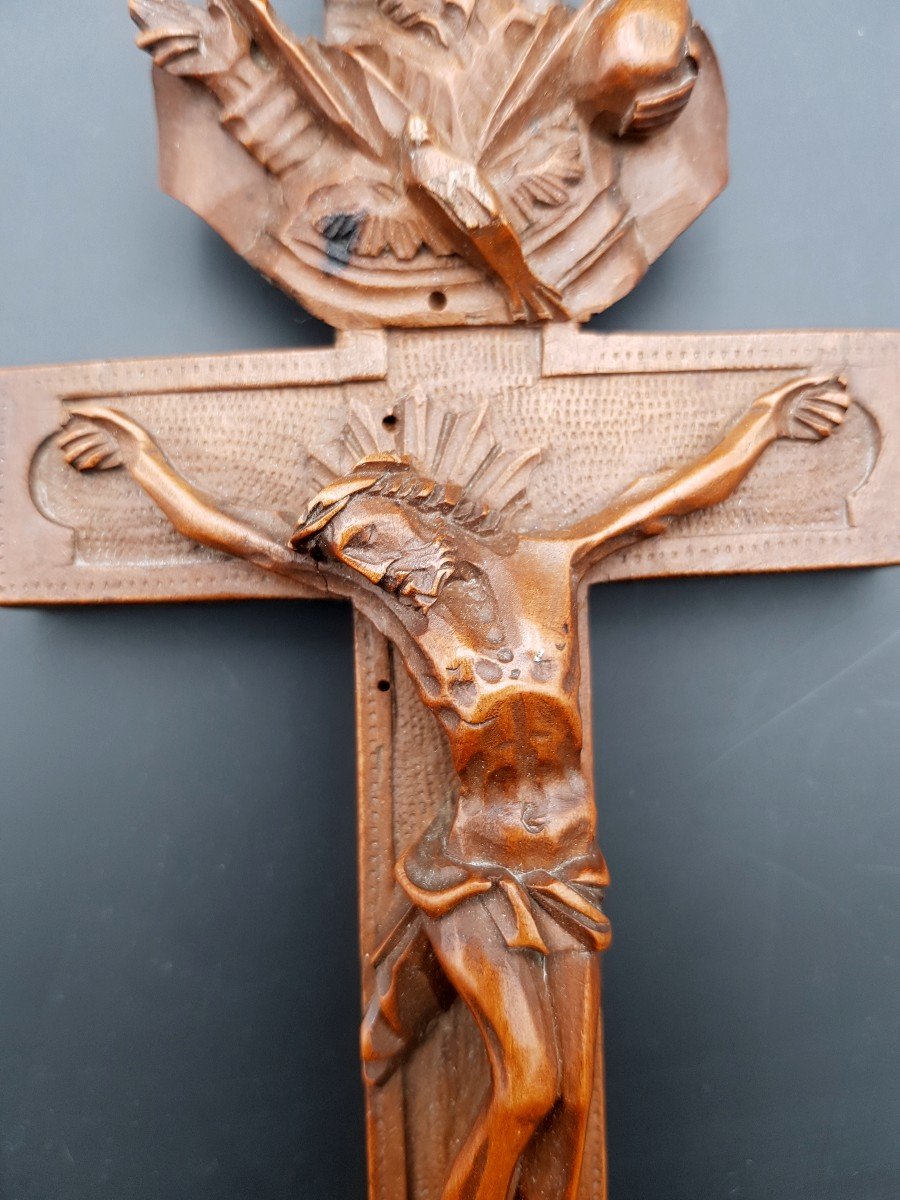 Carved Wooden Reliquary Crucifix With A "cache" For The Relic On The Back Virgin, God-photo-2