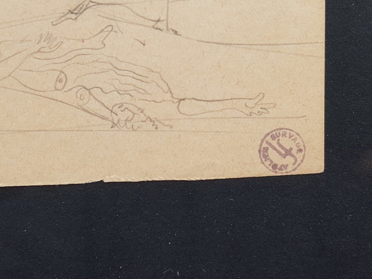 Dessin De Léopold Survage Jolie Feuille Avec Le Cachet d'Atelier-photo-2