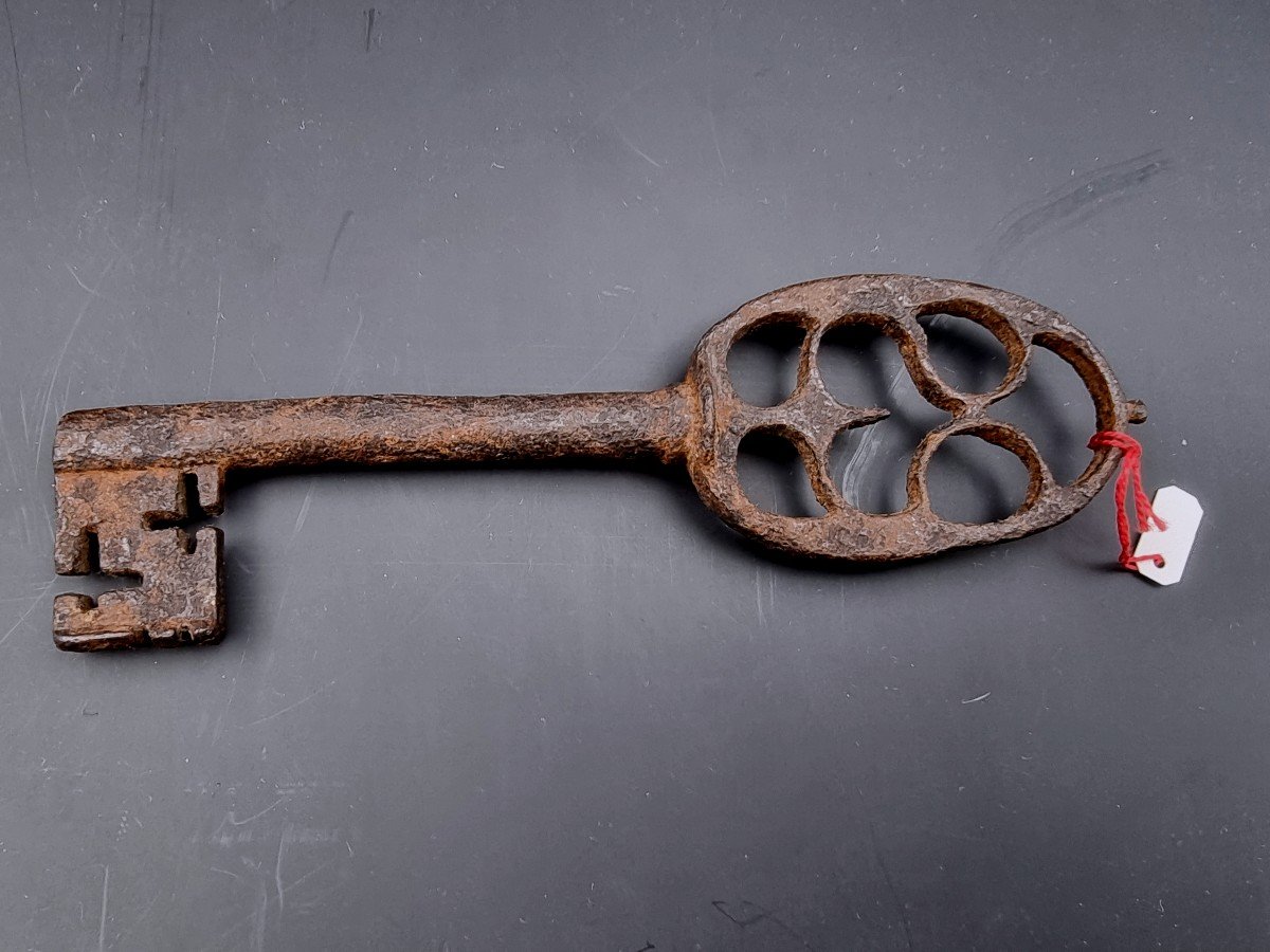 Wedding Key With The Openwork Head Of A Heart, Wrought Iron, 16th /17th Century-photo-3