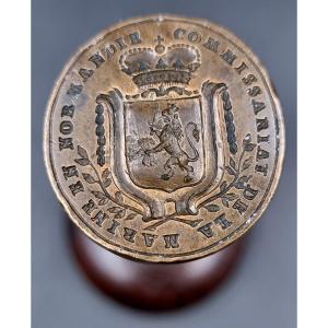 Rare Seal Stamp Commissariat Of The Navy In Normandy Netherlands Turned Wood Handle