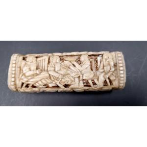 Carved Snuffbox With Different 18th Century Interior Scenes