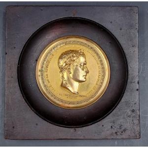 Framed Gilt Bronze Medal Representing Napoleon First Emperor