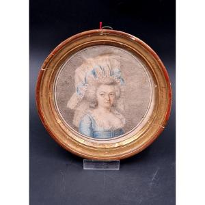 Portrait Drawing Enhanced Woman Louis XVI Augustin: Preparation For A Miniature