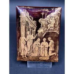 Enameled Plate With Different Scenes Including An Adoration Of The Child By Countess Molitor