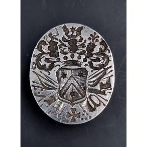 Stamp Seal Matrix In Silver With The Coat Of Arms Of Gaillard De Fassignies 18th Century Period