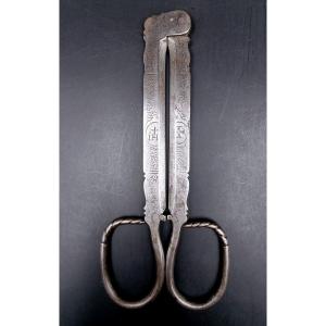 Pair Of Sugar Scissors 17th Century Engraved With An Ihs Monogram