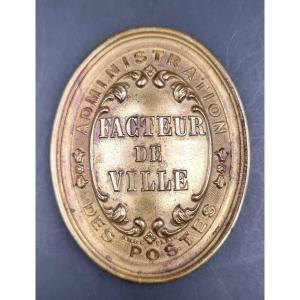 Golden Brass Plaque Of City Postman Postal Administration Am& Compagnie Paris