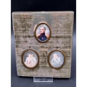 Three Miniatures Retracing The Life Of A French Military Officer From The 18th Century To The Empire  