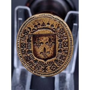Seal Stamp Matrix With The Grandes Armes Of France Necklace Of The Order Of Saint Louis And Michel