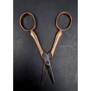 Paire De Ciseaux Or Et Acier Poinçons Paris 1784 Poids Brut 16.2 Gr 