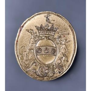Brass Stamp Seal With The Arms Of The Buissy Family, 18th Century, Cambrésis, Ponthieu