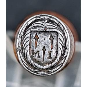 cachet sceau matrice en argent aux armoiries religieuses d'une congrégation trois clous 