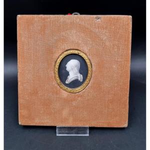 miniature profil en grisaille du roi Louis XVI époque XVIIIe siècle 
