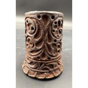Medieval-era Iron Stamping Die With Floral And Scroll Motifs 