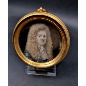 Miniature Of A Gentleman In Armor And A Wig