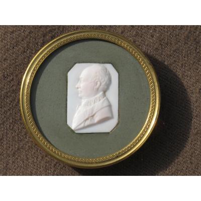 Maximilian Cameo Of King Of Bavaria From Wittelsbach Entourage In Marble? Brass Strapping