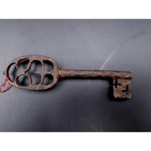 Wedding Key With The Openwork Head Of A Heart, Wrought Iron, 16th /17th Century