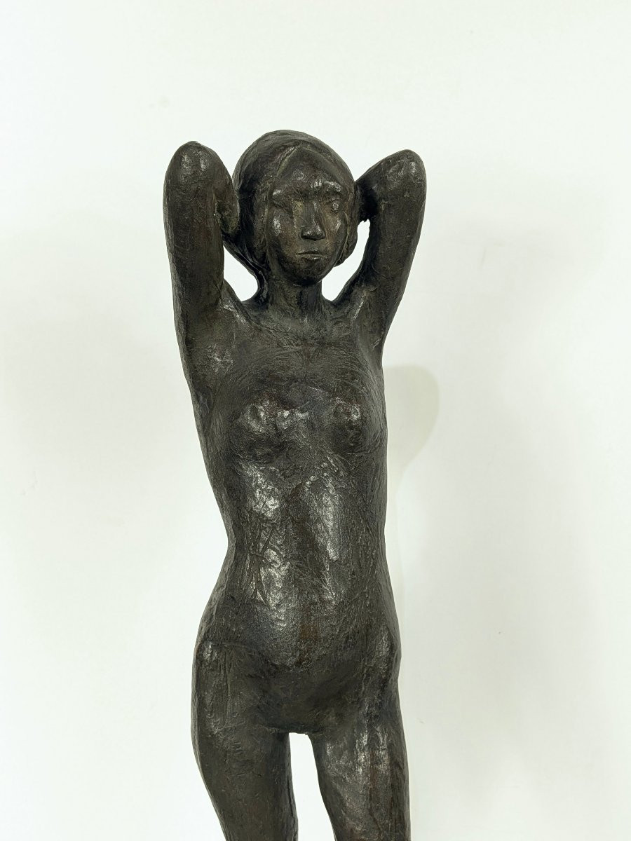 Nude With Raised Arms - Bronze Japan Circa 1960-70 Anonymous #513-photo-2